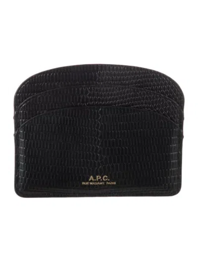 Pre-owned A.p.c. Embossed Leather Animal Print Card Holder In Black