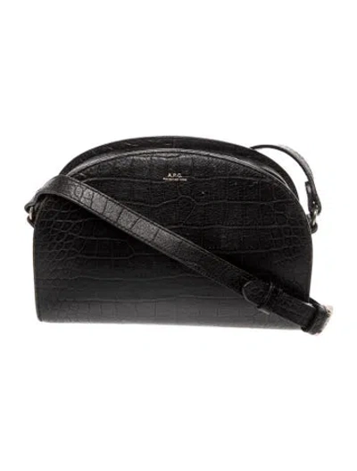 Pre-owned Apc Embossed Leather Crossbody Bag In Black