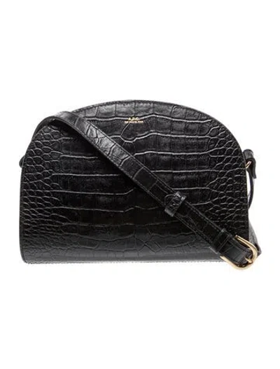 Pre-owned A.p.c. Embossed Leather Crossbody Bag In Black