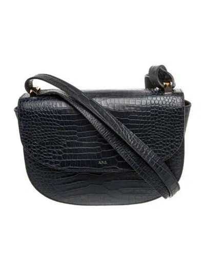 Pre-owned Apc Embossed Leather Crossbody Bag In Blue