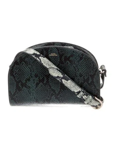 Pre-owned Apc Embossed Leather Crossbody Bag In Green