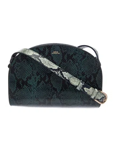 Pre-owned A.p.c. Embossed Leather Crossbody Bag In Green