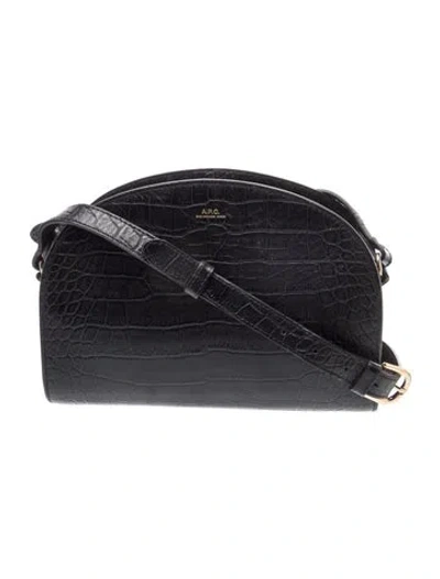 Pre-owned A.p.c. Embossed Leather Shoulder Bag In Black
