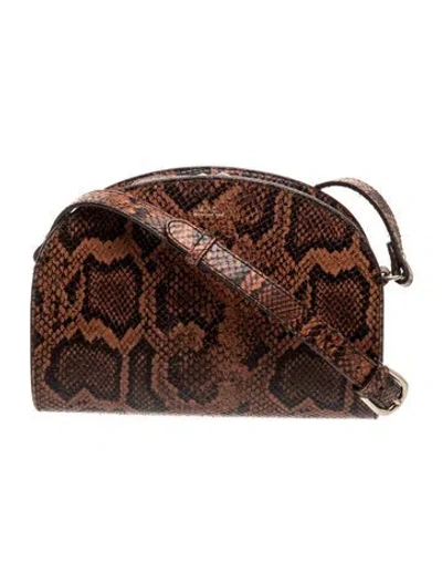 Pre-owned A.p.c. Embossed Leather Shoulder Bag In Brown