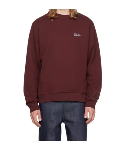 Apc Embroidered Logo Cotton Jumper In Red