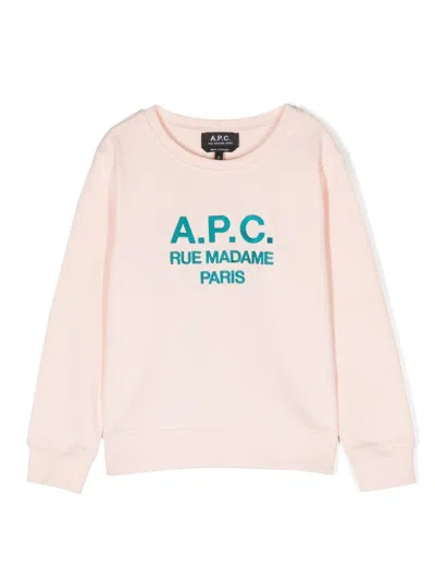 Apc Kids' Logo-embroidered Organic-cotton Sweatshirt In Pink