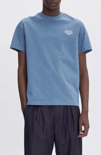Apc A.p.c. Embroidered Logo Cotton T-shirt In Gnawed Blue