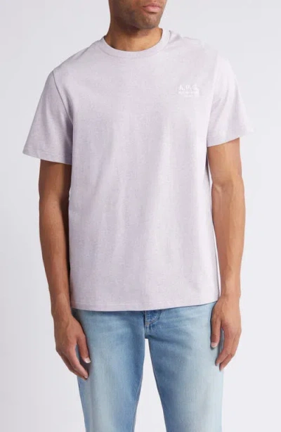 Apc A.p.c. Embroidered Logo Cotton T-shirt In Mauve Chine/blanc
