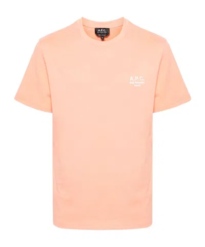 Apc Embroidered-logo Cotton T-shirt In Nude