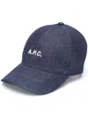 Apc Navy Denim Charlie Baseball Cap In Blue