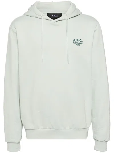 Apc Embroidered Logo Hoodie In Green
