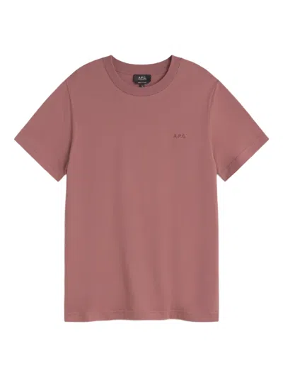 Apc Embroidered-logo T-shirt In Pink