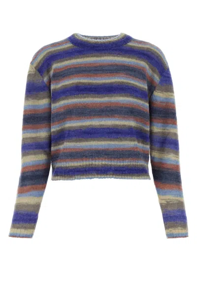 Apc Embroidered Mohair And Alpaca Blend Abby Sweater In Bleu
