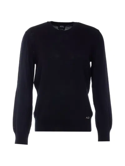 Apc Embroidered Sweater In Blue