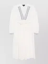 Apc Embroidered V-neck Cotton Midi Dress