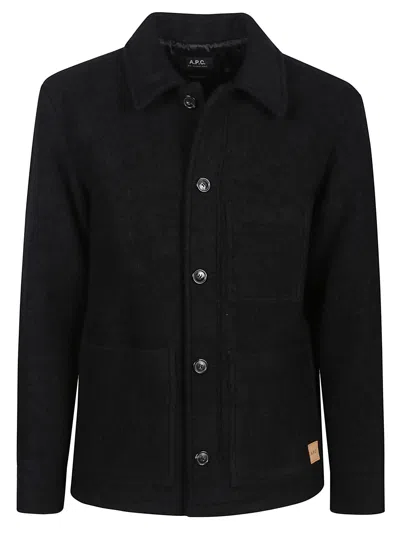 Apc A.p.c. Emile Wool Blend Overshirt In Black
