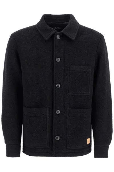 Apc A.p.c. Emile Logo Patch Casual Jacket In Nero