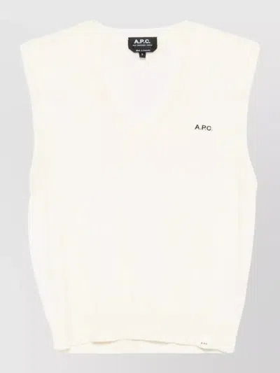 Apc Emilie V Neck Knit Vest Sleeveless In White