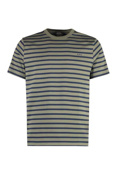Apc A.p.c. Emilien Cotton Crew-neck T-shirt In Green