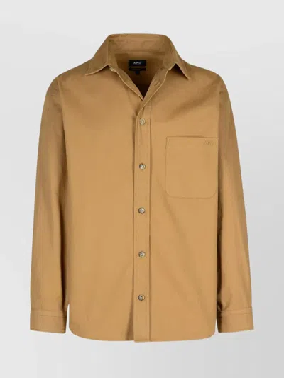 Apc 'emilien' Shirt With Long Sleeves And Chest Pocket In Brown