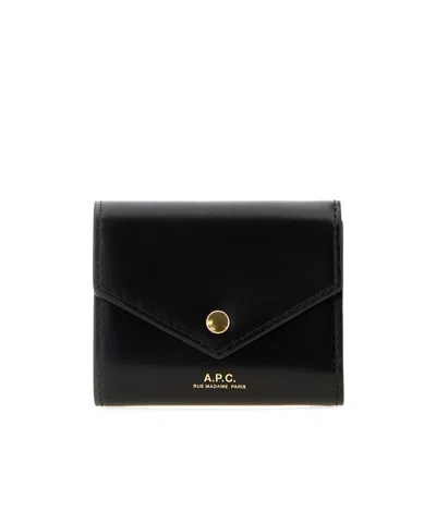 A.p.c. Envelope Leather Wallet In Black