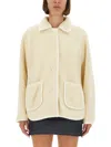 Apc Stylish Coat With Large Pockets And Trim In White