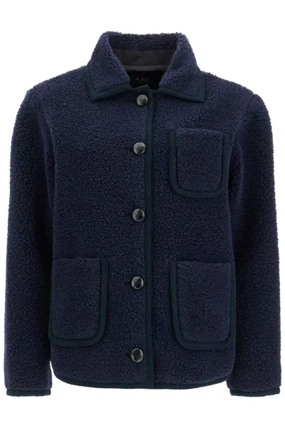 Apc Navy Esther Faux-shearling Jacket In Blue
