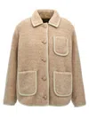 Apc Taupe Esther Faux-shearling Jacket In Beige