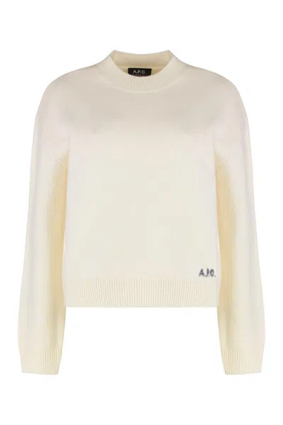 Apc Esther Virgin Wool Crew-neck Sweater In Neutral