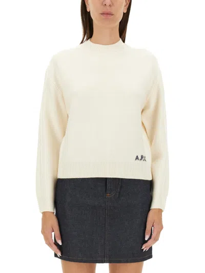 A.p.c. Esther Virgin Wool Crew-neck Sweater In Neutral