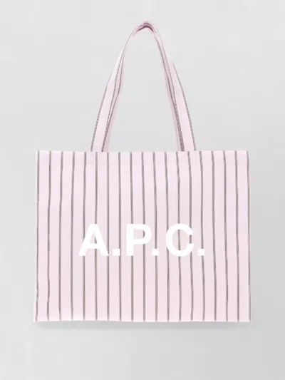 A.p.c. Fabric Tote Bag Dual Handles Stripes In Pink
