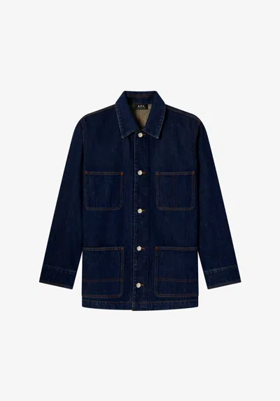 A.p.c. Faded Japanese Denim Workwear Jacket S Blue