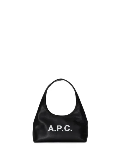 Apc A.p.c. Faux Leather Top Handle Logo Bag In Black