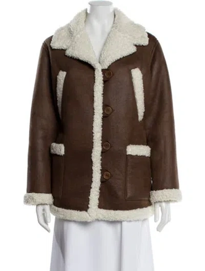 Pre-owned A.p.c. Faux Shearling Jacket In Brown