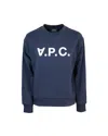 Apc Round Neck Sweatshirt With Printed Logo Blue In Iak