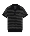 A.p.c. A. P.c. Striped Cotton Polo Shirt With Logo Front Pocket In Black