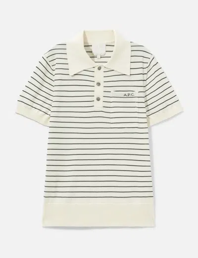 A.p.c. Fitted Striped Polo In White/白色/화이트/ホワイト