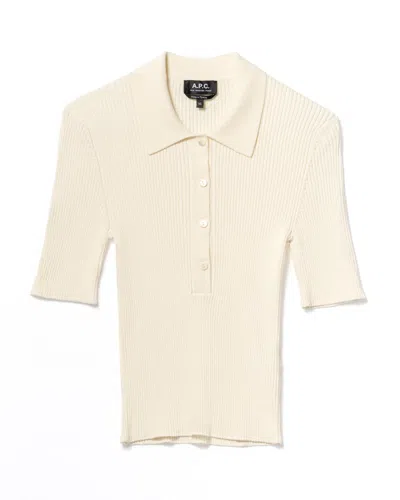 APC FITTED WHITE POLO SHIRT WITH CLASSIC COLLAR