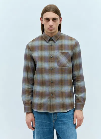 Apc Flannel Shirt In Brown