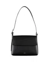 Apc A.p.c. Flap Closure Shoulder Bag With Smooth Leather Finish In Black