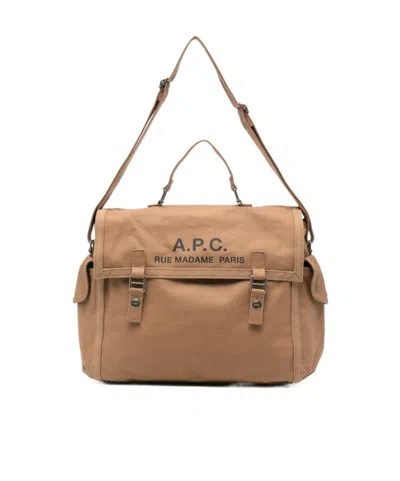 Apc Flap Top-handle Messenger Bag In Brown