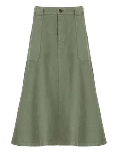 Apc A.p.c. Flared Green Cotton Skirt