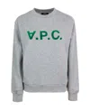 Apc Flocked-logo Cotton Jumper In Gray