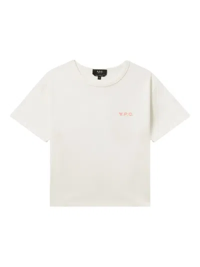 Apc Flocked-logo Cotton T-shirt In White