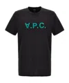 Apc A. P.c. Solid Color Crew-neck T-shirt With Flocked Logo In Black