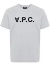 Apc Flocked-logo Cotton T-shirt In Gray