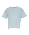 Apc A.p.c. Light-blue Round Neck T-shirt With Printed Logo In Cotton Woman In Green