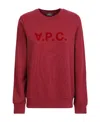 Apc A.p.c. Flocked Logo Crewneck Sweatshirt In Red