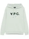 Apc Flocked-logo Hoodie In Green