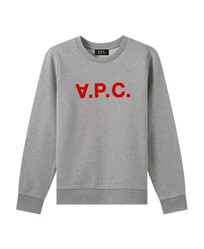 A.p.c. Flocked Logo Organic Cotton Sweatshirt In Gray